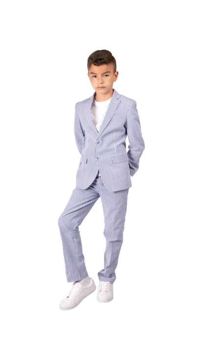 Ferrecci Boys Blue Seersucker 2-Piece Suit Set – Summer Kids Suit