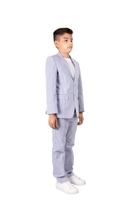 Ferrecci Boys Blue Seersucker 2-Piece Suit Set – Summer Kids Suit