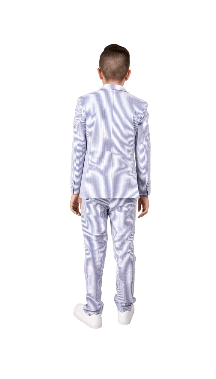 Ferrecci Boys Blue Seersucker 2-Piece Suit Set – Summer Kids Suit