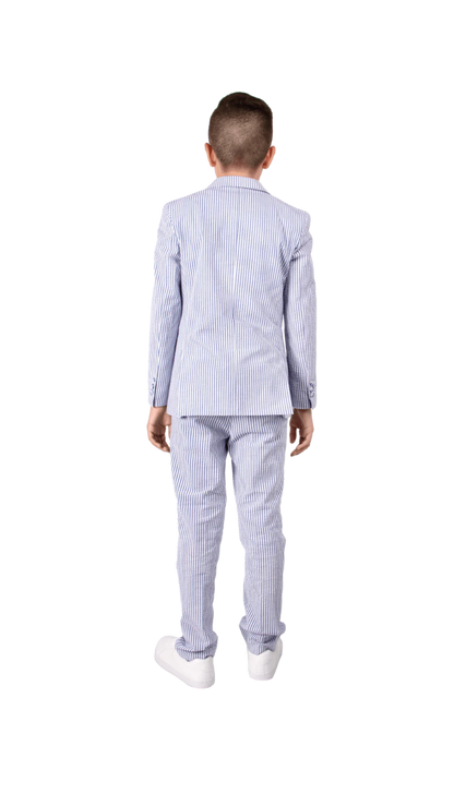 Ferrecci Boys Blue Seersucker 2-Piece Suit Set – Summer Kids Suit