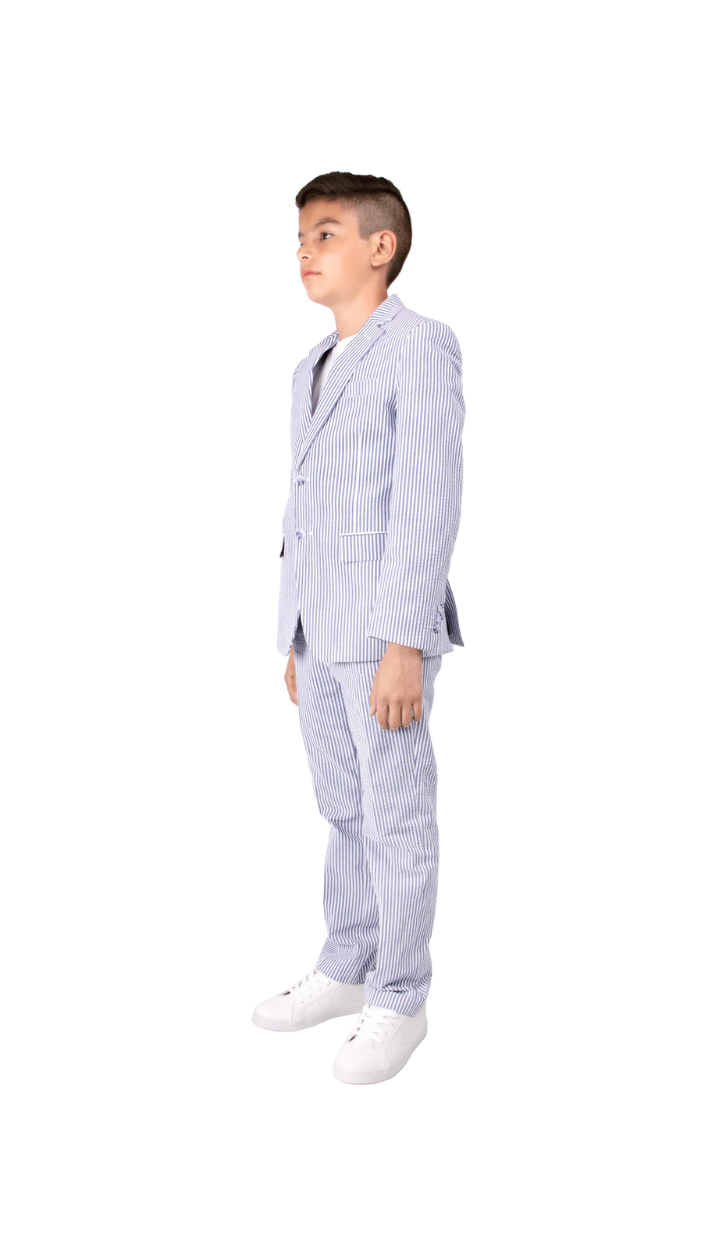 Ferrecci Boys Blue Seersucker 2-Piece Suit Set – Summer Kids Suit