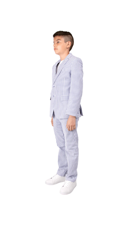 Ferrecci Boys Blue Seersucker 2-Piece Suit Set – Summer Kids Suit