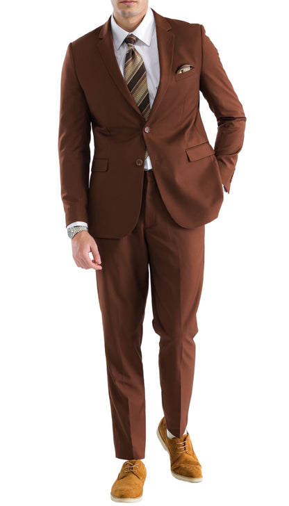 Mens 2 Button Dark Chocolate Brown 2 pcs suit ( Slim )