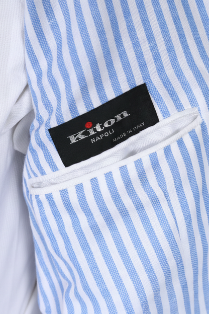 Kiton Striped Cotton-Linen Sport Jacket