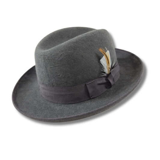 Ferrecci Charcoal Wool Felt Homburg Godfather Hat
