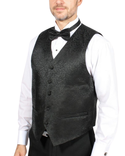 Ferrecci Mens PV50-4 Black with Black Back Vest Set