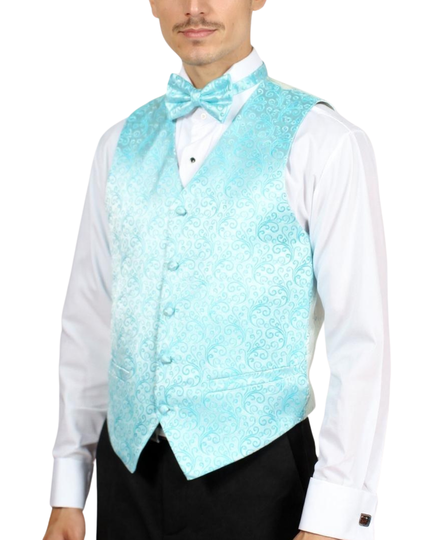 Ferrecci Mens PV50-5 Turquoise with Cream Back Vest Set