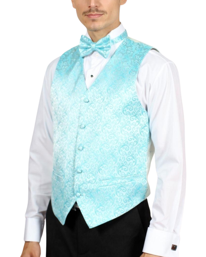 Ferrecci Mens PV50-6 Turquoise with Turquoise Back Vest Set