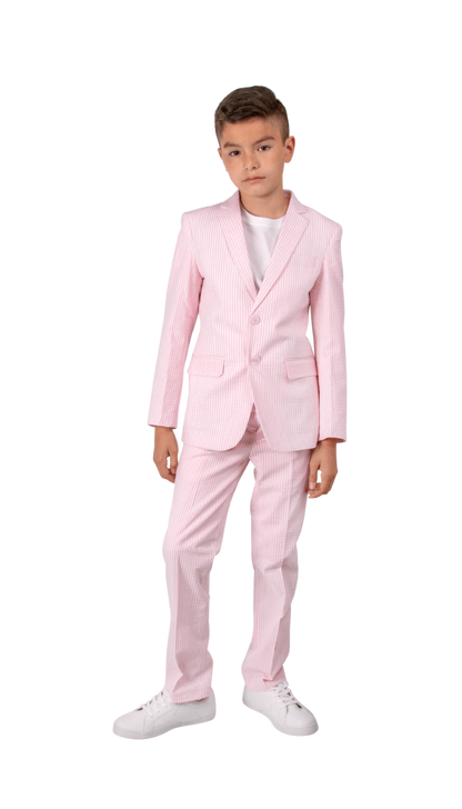 Ferrecci Boys Pink Seersucker 2-Piece Suit Set – Summer Kids Suit