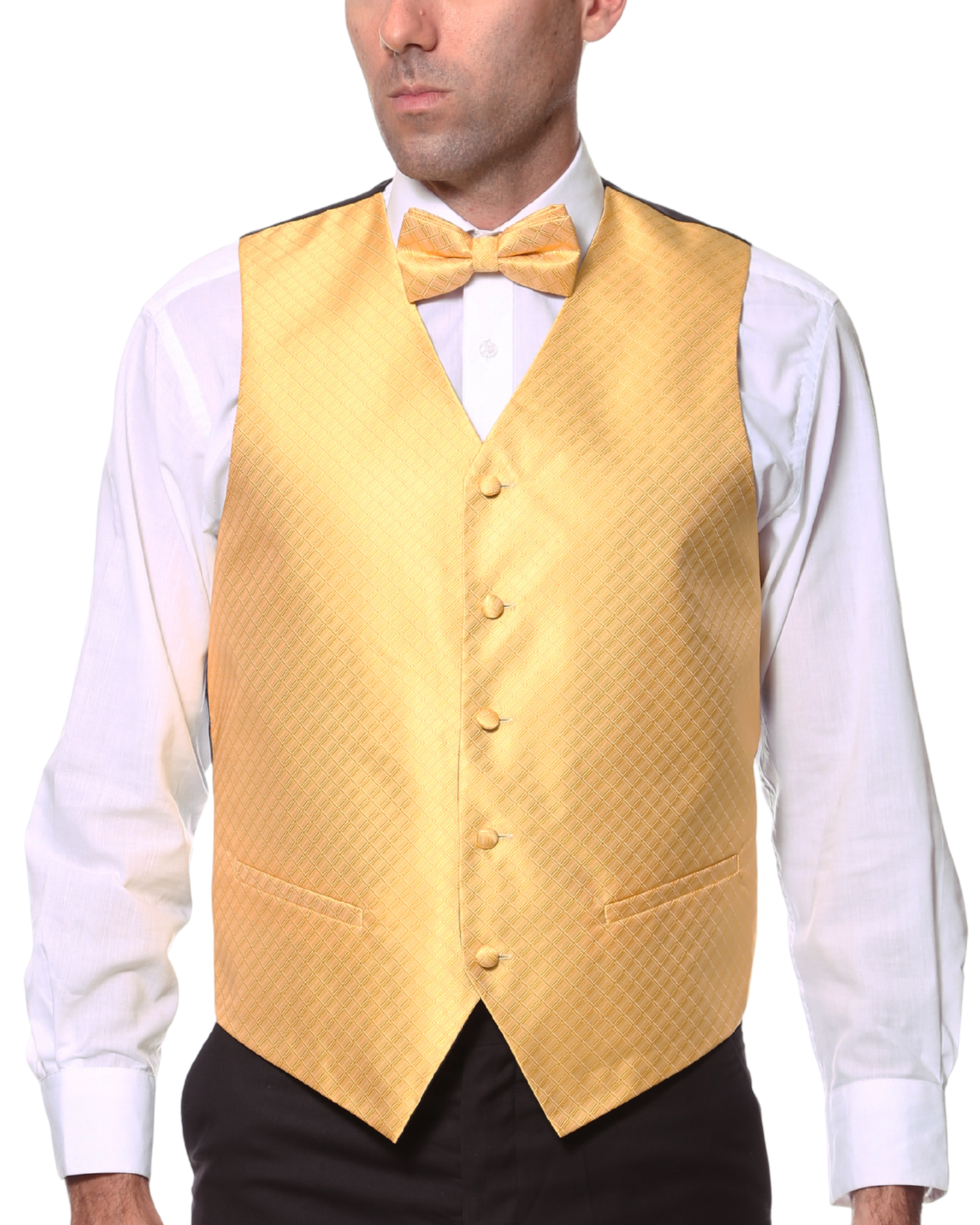Ferrecci Mens PV300 - Yellow with Black Back Adjustable Diamond Vest Set