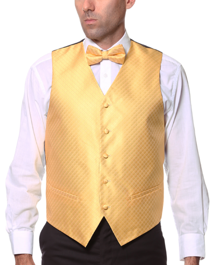 Ferrecci Mens PV300 - Yellow with Black Back Adjustable Diamond Vest Set