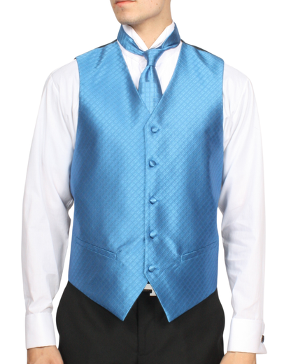 Ferrecci Mens PV300 - Royal Blue with Black Back Adjustable Diamond Vest Set