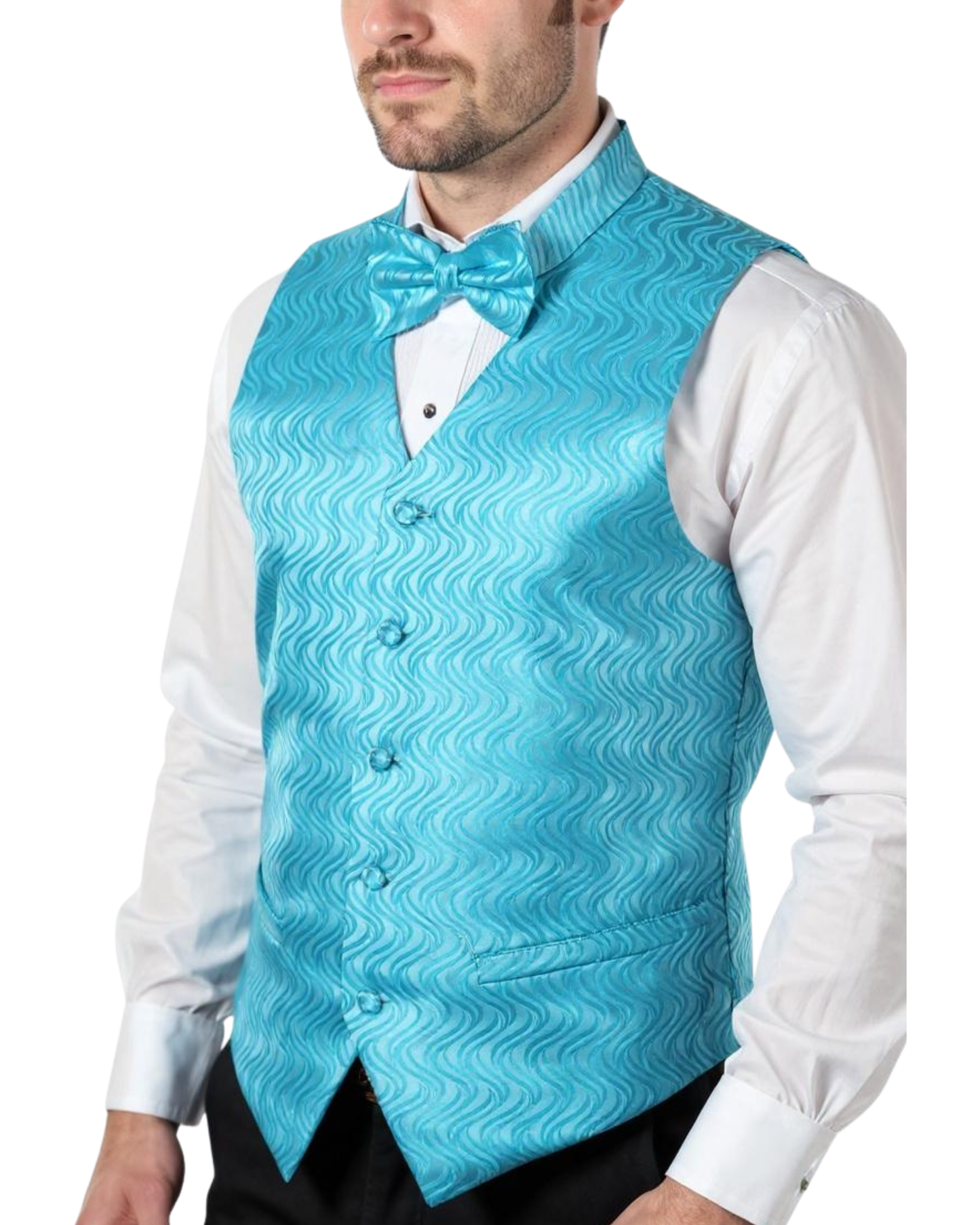 Ferrecci Mens PV150 - Turquoise with White Back Adjustable Vest Set