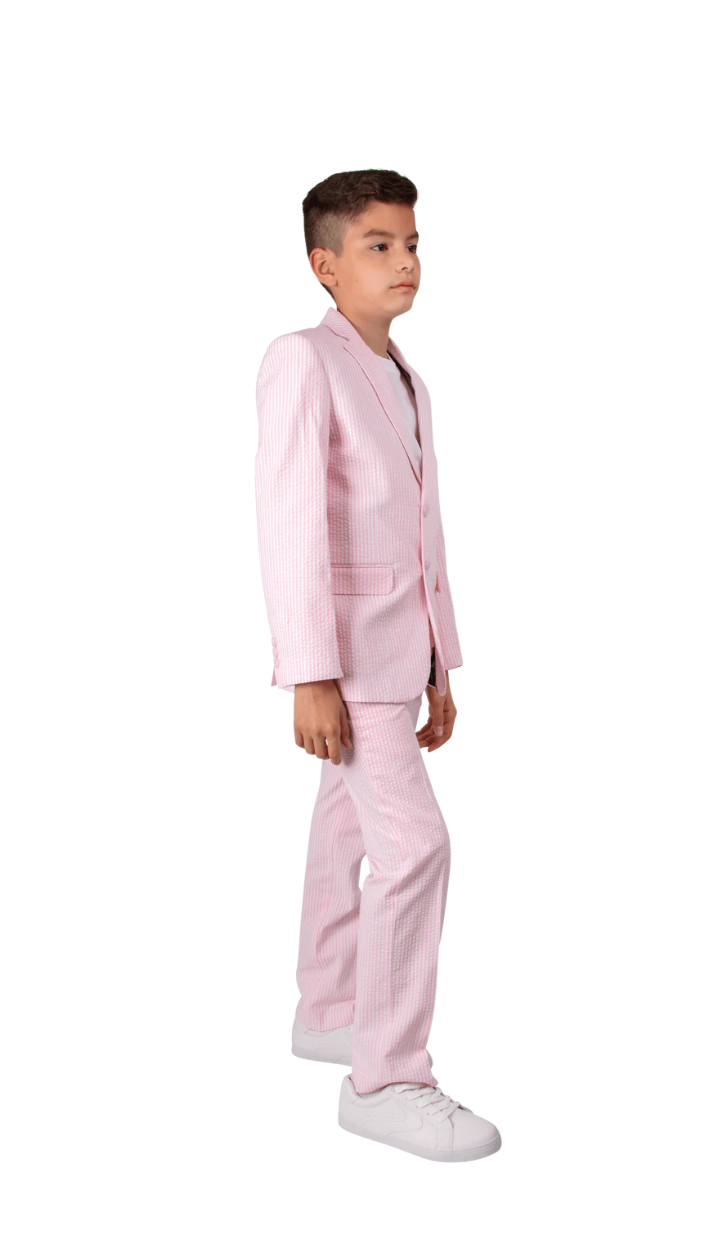Ferrecci Boys Pink Seersucker 2-Piece Suit Set – Summer Kids Suit