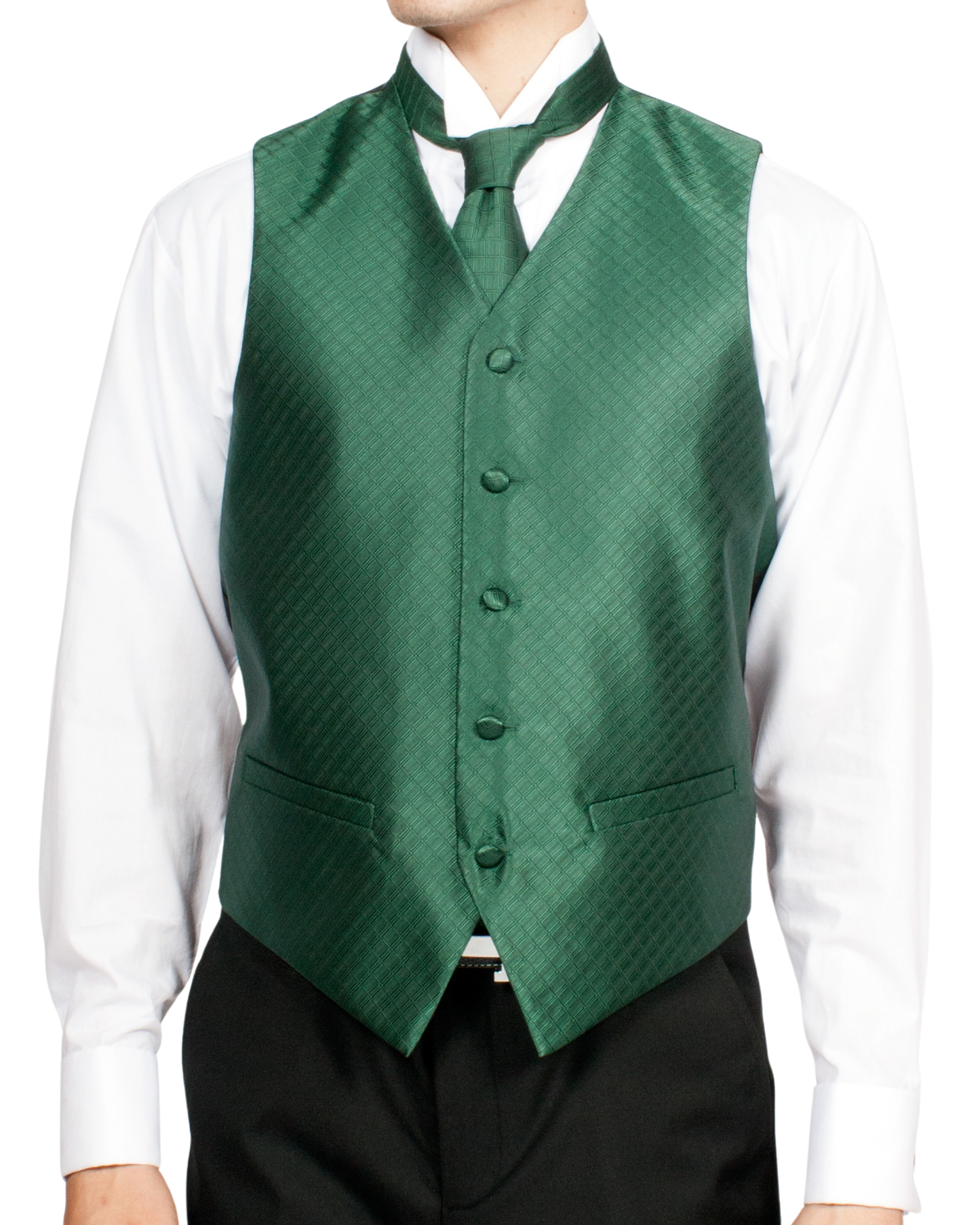 Ferrecci Mens PV300 - Dark Green with Black Back Adjustable Diamond Vest Set