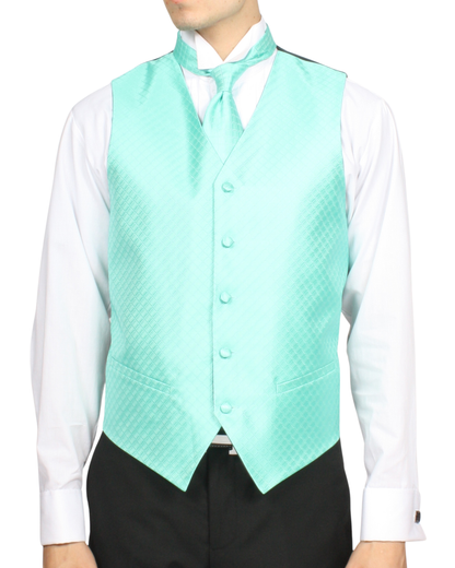 Ferrecci Mens PV300 - Light Turquoise with Light Turquoise Back Adjustable Diamond Vest Set