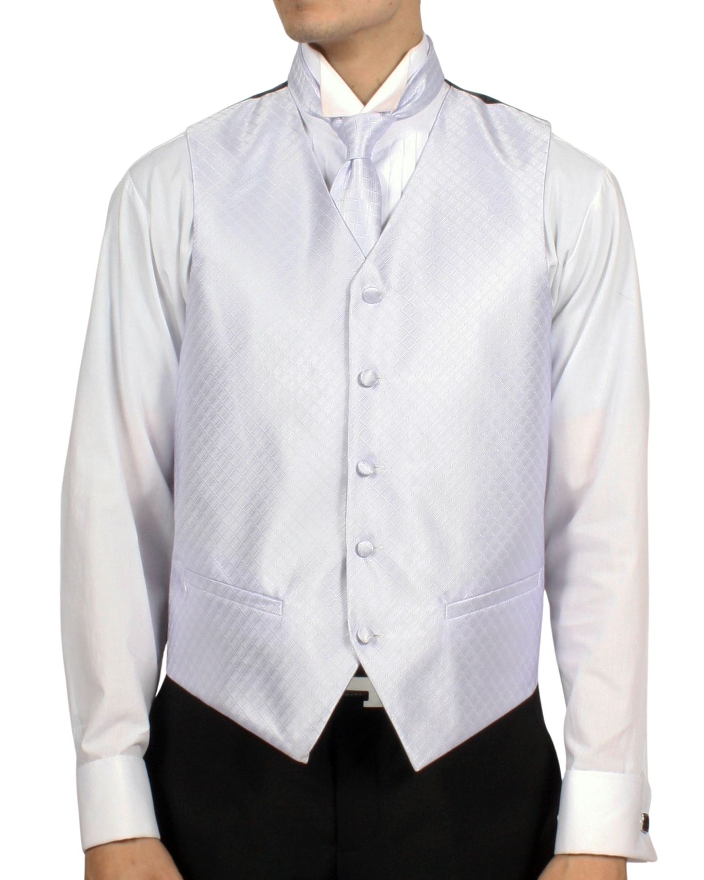 Ferrecci Mens PV300 - Platinum with Black Back Adjustable Diamond Vest Set