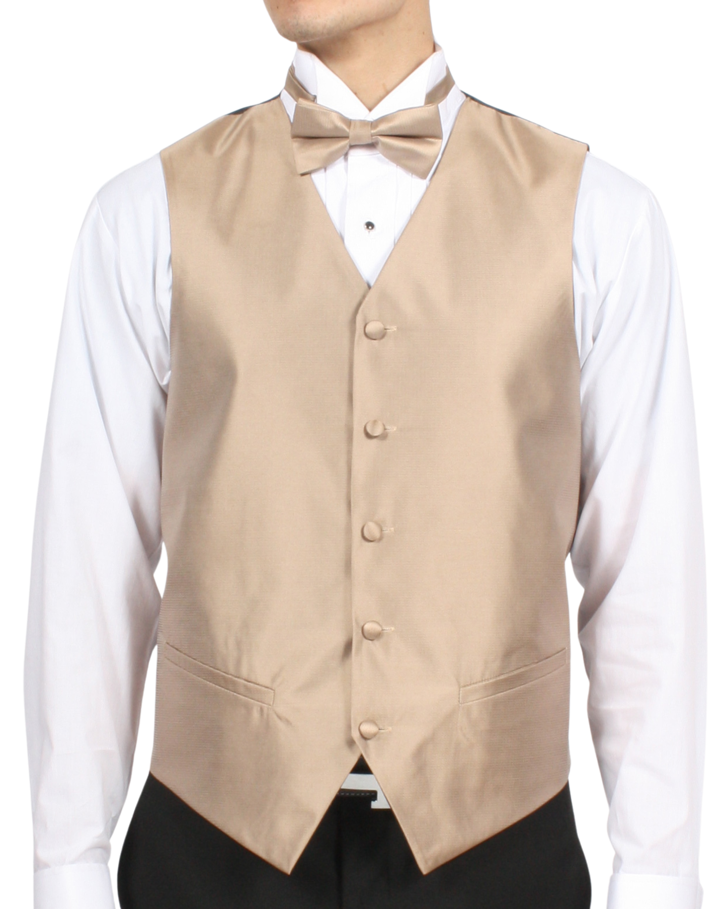 Ferrecci Mens PV450 - Champagne with Black Back Adjustable Textured Vest Set