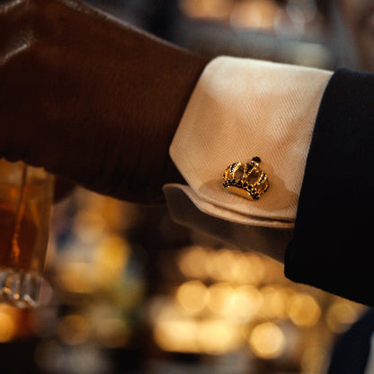 VDP 3D Crown Royal Gold Stainless Cufflinks - My Men's Shop