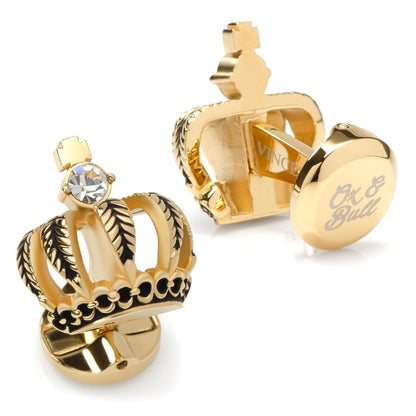 VDP 3D Crown Gold Crystal Stud Set - My Men's Shop