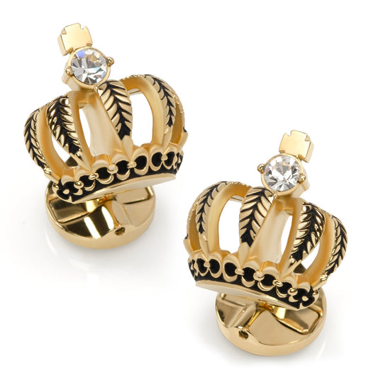 VDP 3D Crown Royal Gold Stainless Cufflinks - My Men's Shop