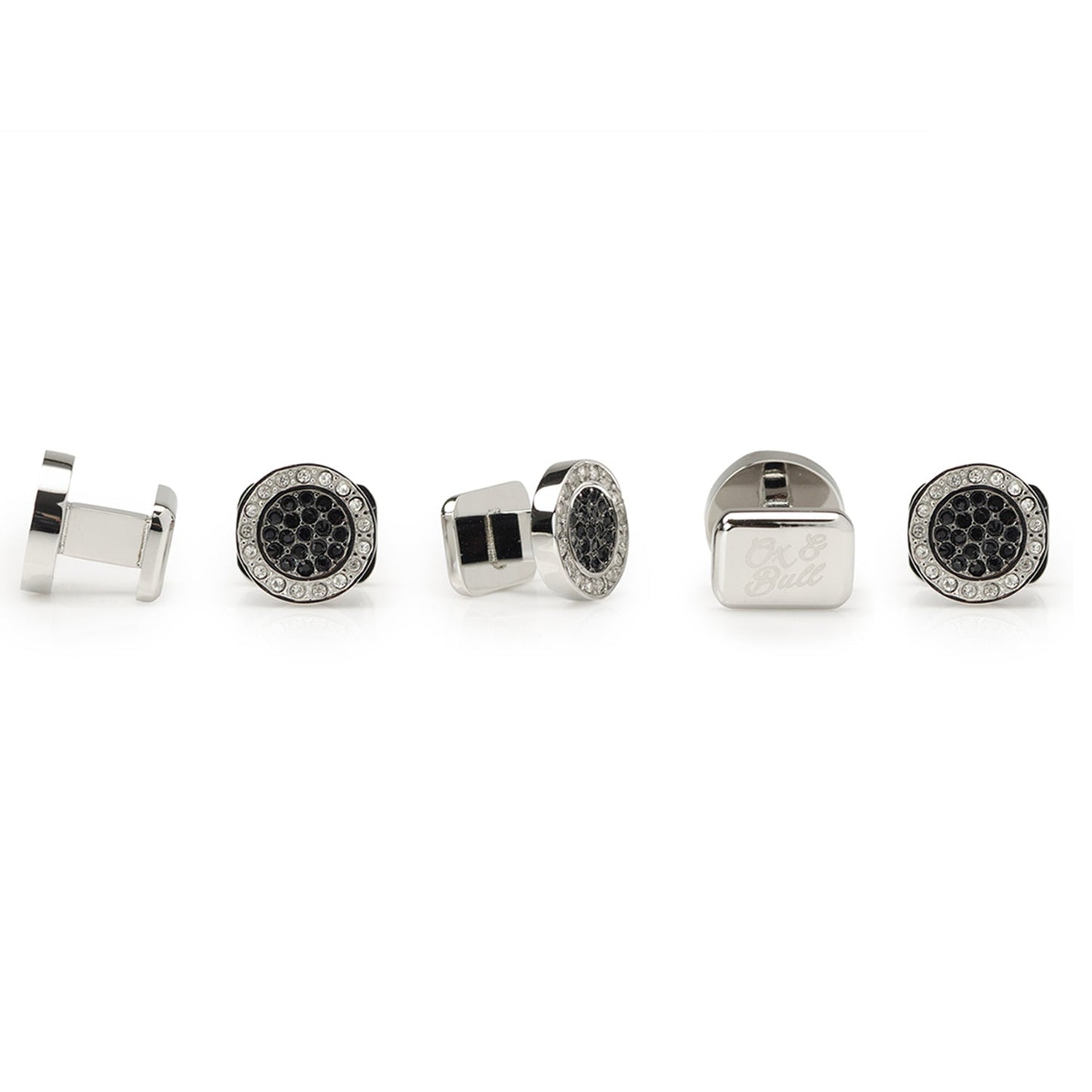 VDP White & Black Pave Crystals Stud Set - My Men's Shop