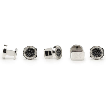 VDP White & Black Pave Crystals Stud Set - My Men's Shop