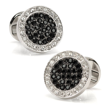 Conjunto de pendientes VDP de pavé de cristales blancos y negros