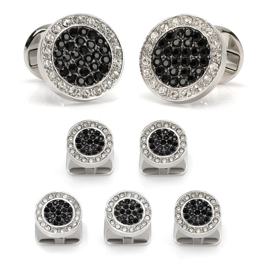 VDP White & Black Pave Crystals Stud Set - My Men's Shop
