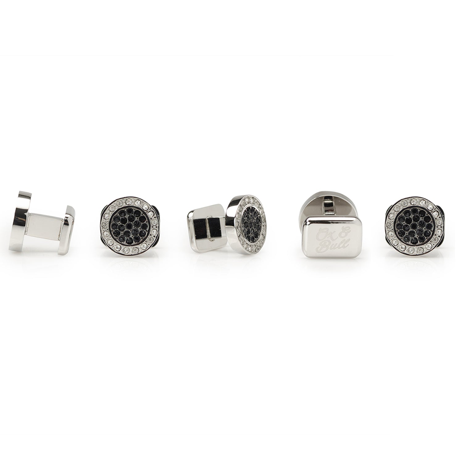 VDP White & Black Pave Crystals Studs - My Men's Shop