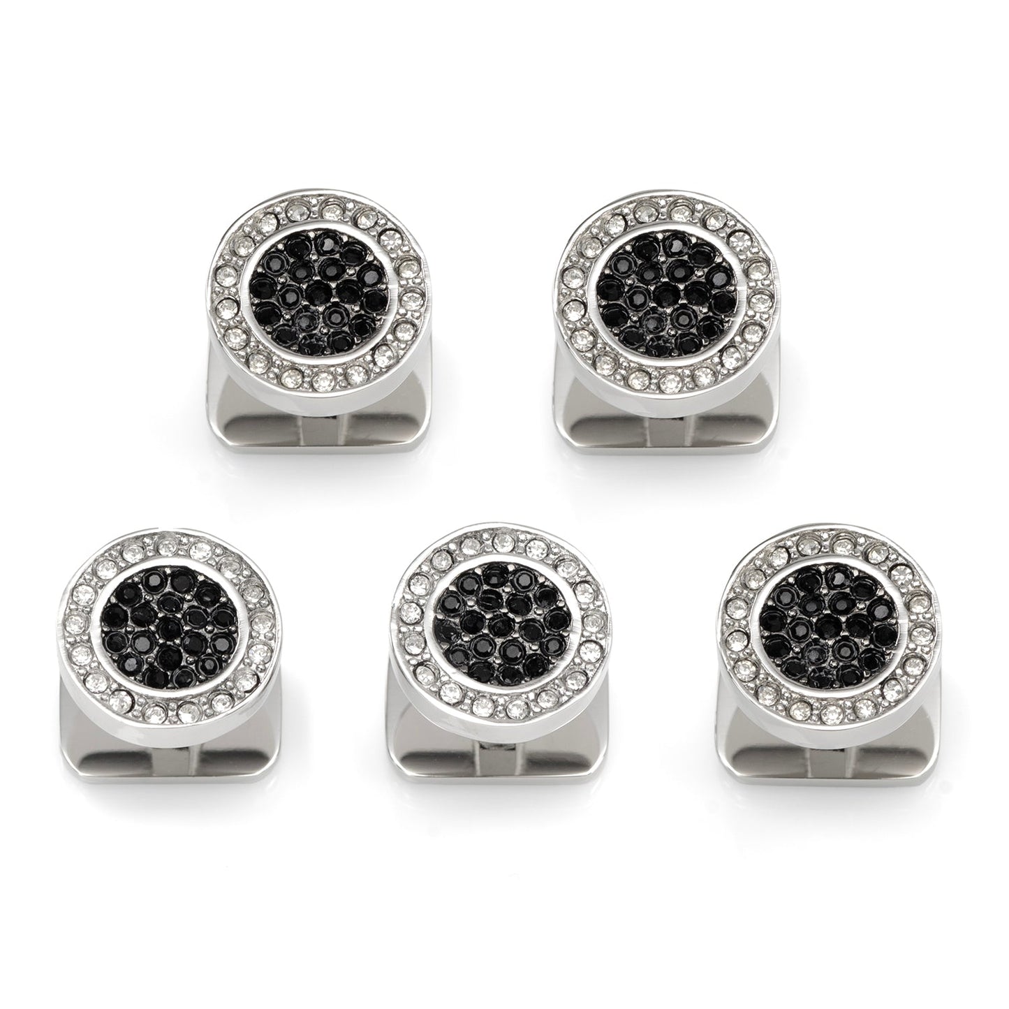 VDP White & Black Pave Crystals Studs - My Men's Shop
