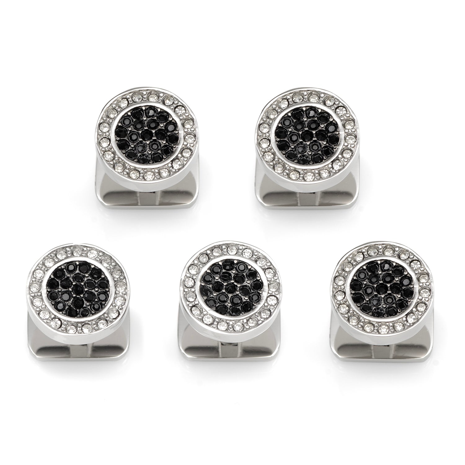 VDP White & Black Pave Crystals Studs - My Men's Shop