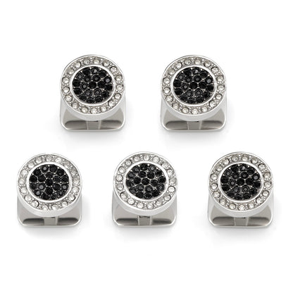VDP White & Black Pave Crystals Studs - My Men's Shop