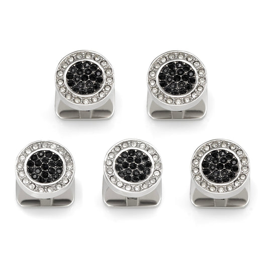VDP White & Black Pave Crystals Studs - My Men's Shop