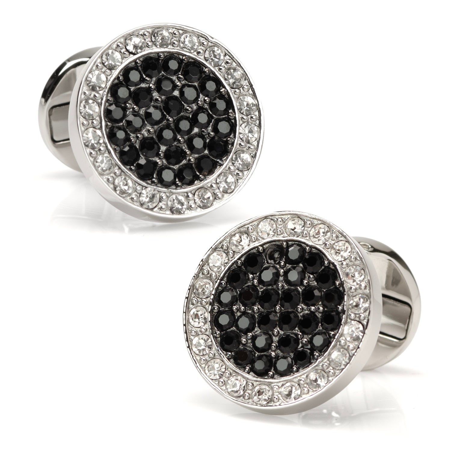 VDP White & Black Pave Crystals Cufflinks - My Men's Shop