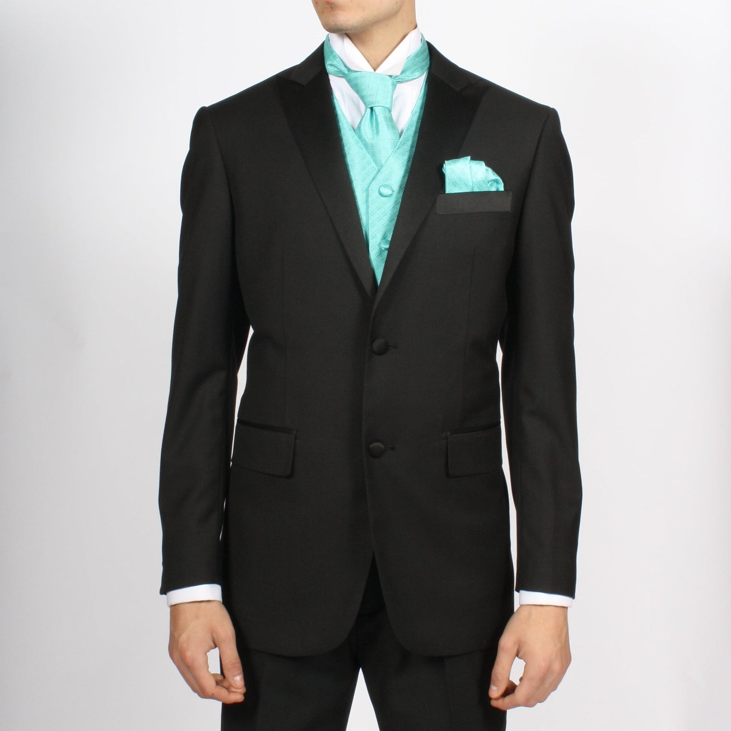 Ferrecci Mens PV300 - Aqua with White Back Adjustable Diamond Vest Set