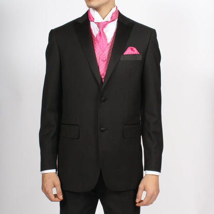 Ferrecci Mens PV300 - Fuchsia with Black Back Adjustable Diamond Vest Set