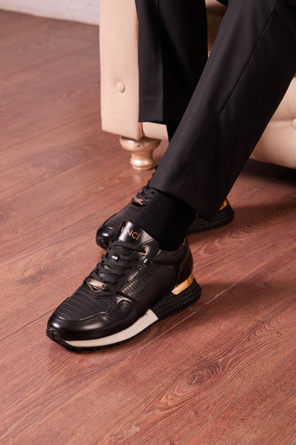 The Empire Black Leather Men Sneaker