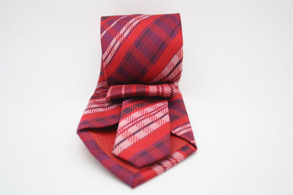 Mens Dads Classic Red Striped Pattern Business Casual Necktie & Hanky Set VO-4