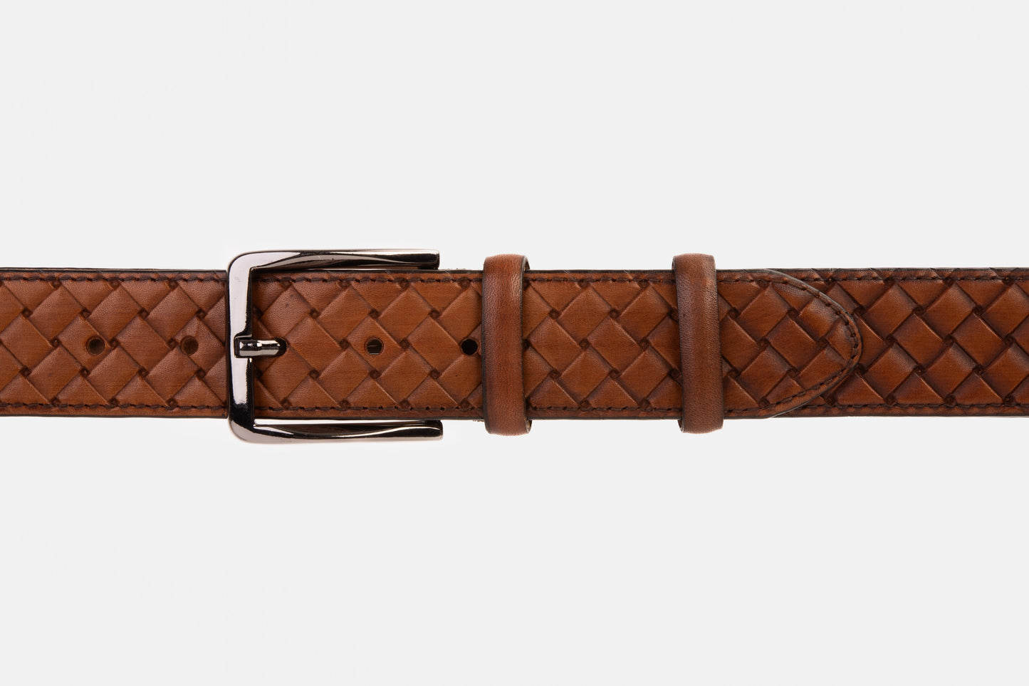 The Turan Brown Handwoven Leather Belt
