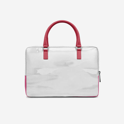 Bolso de lujo vegano con doble bolsillo 16" BYMANYC ® New York Blanco y rosa