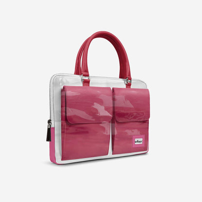 Bolso de lujo vegano con doble bolsillo 16" BYMANYC ® New York Blanco y rosa