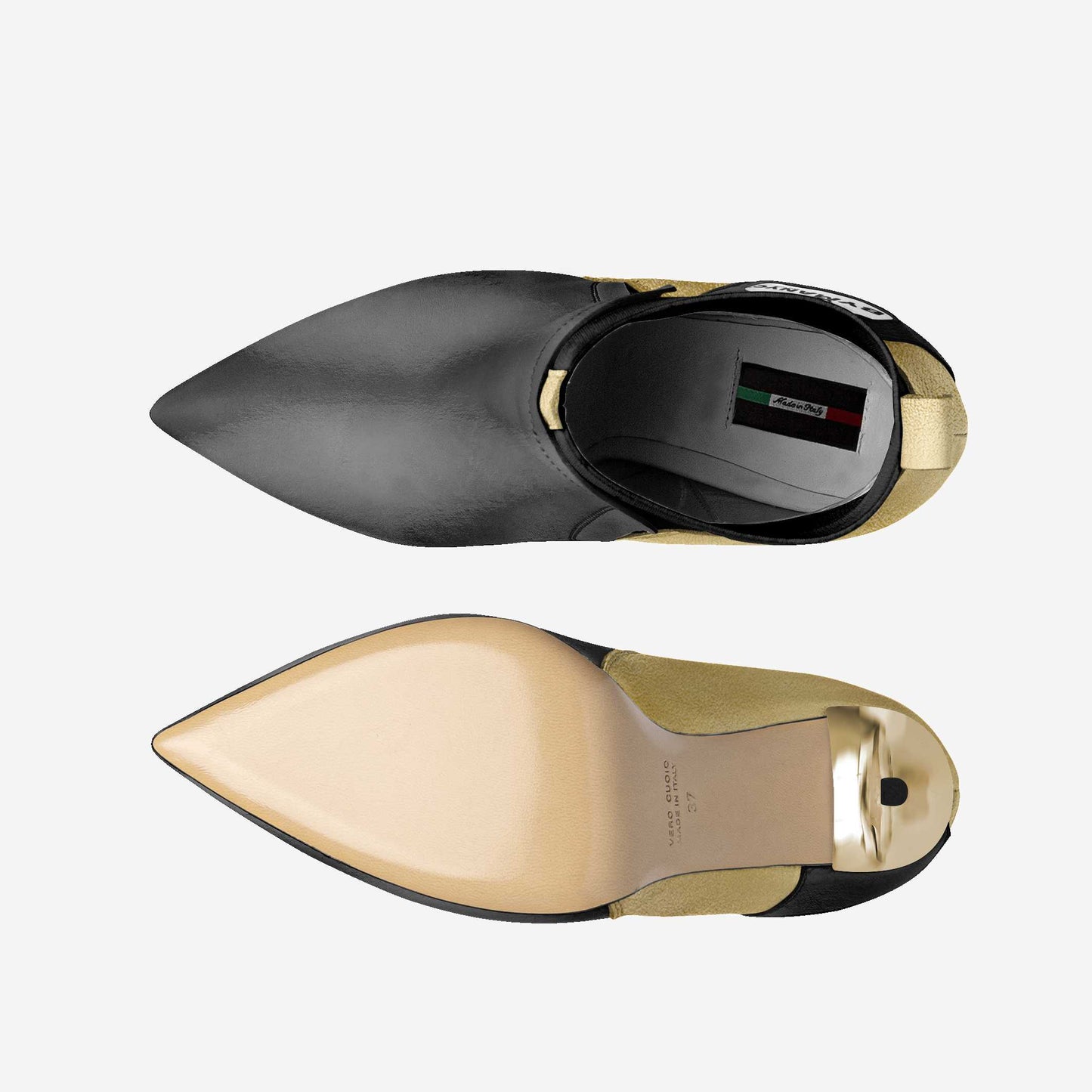 Zapatos Veganos de Tacón para Mujer BYMANYC ® New York Tribeca Gold Flame