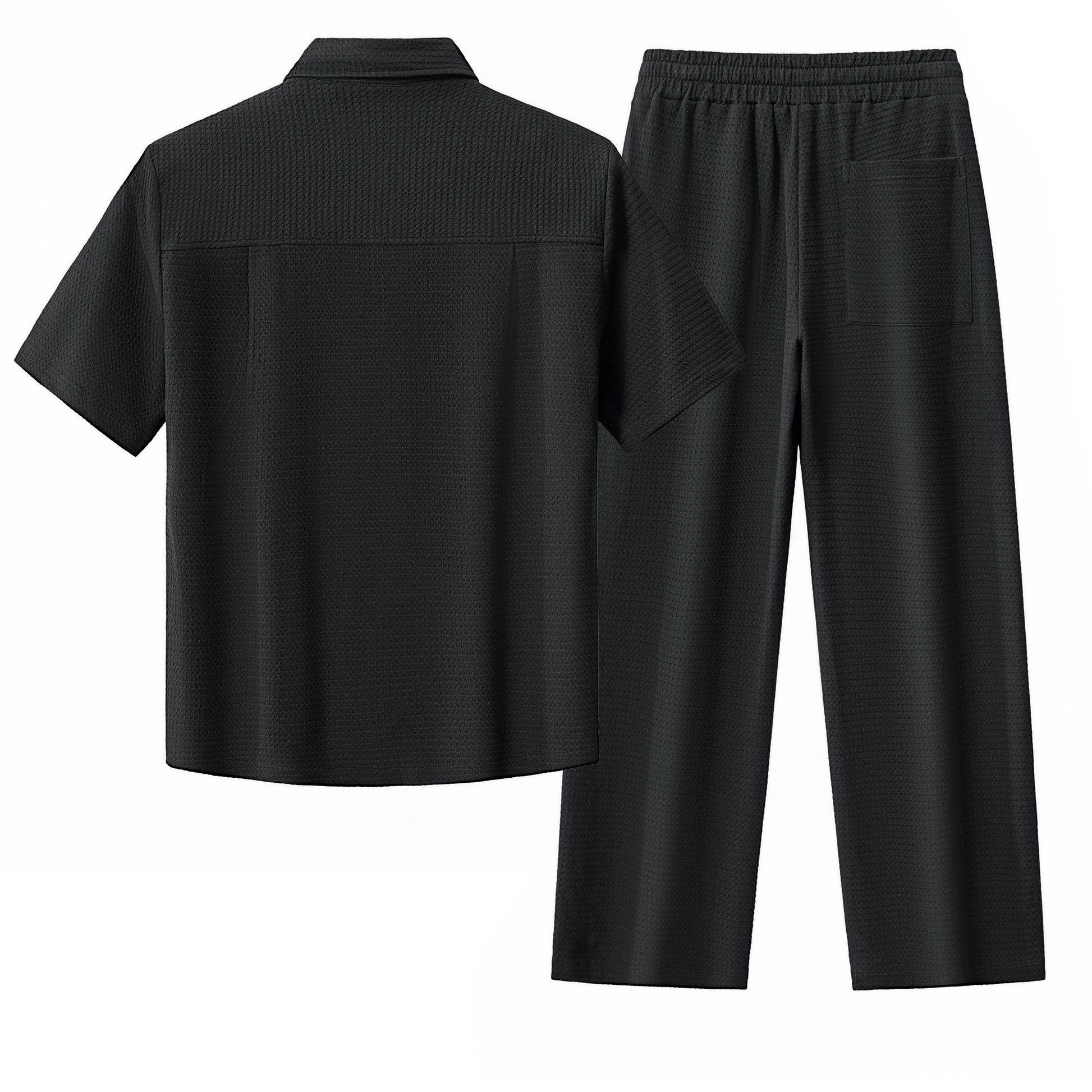 Vista Set – Waffle Textured Shirt & Pant BLACK - My Men's Shop