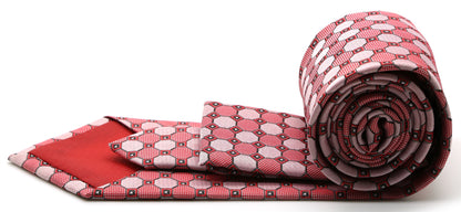 Mens Dads Classic Red Geometric Pattern Business Casual Necktie & Hanky Set W-9