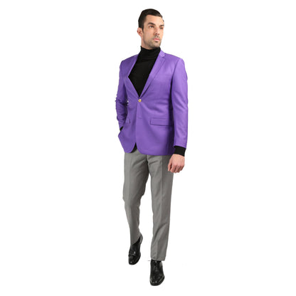 Men's Warwick Gold Button Slim Fit Purple Blazer