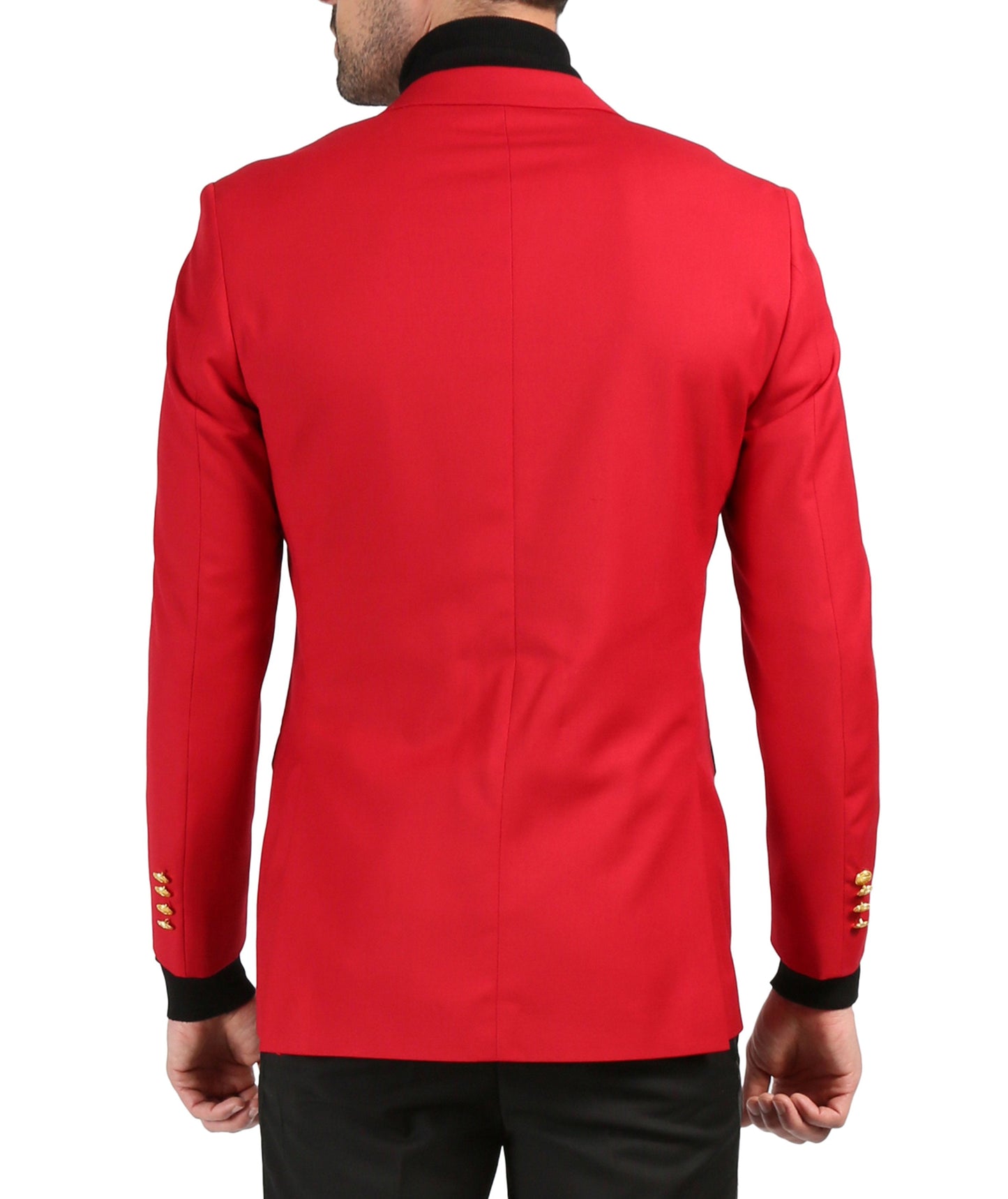 Men's Warwick Gold Button Slim Fit Red Blazer