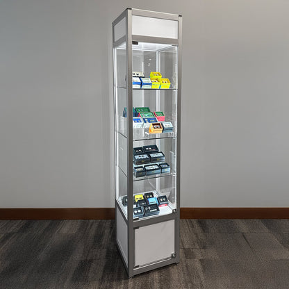 Retail Glass Display White Cabinet With Locking Storage - My Men's Shop