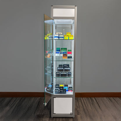 Retail Glass Display White Cabinet With Locking Storage - My Men's Shop