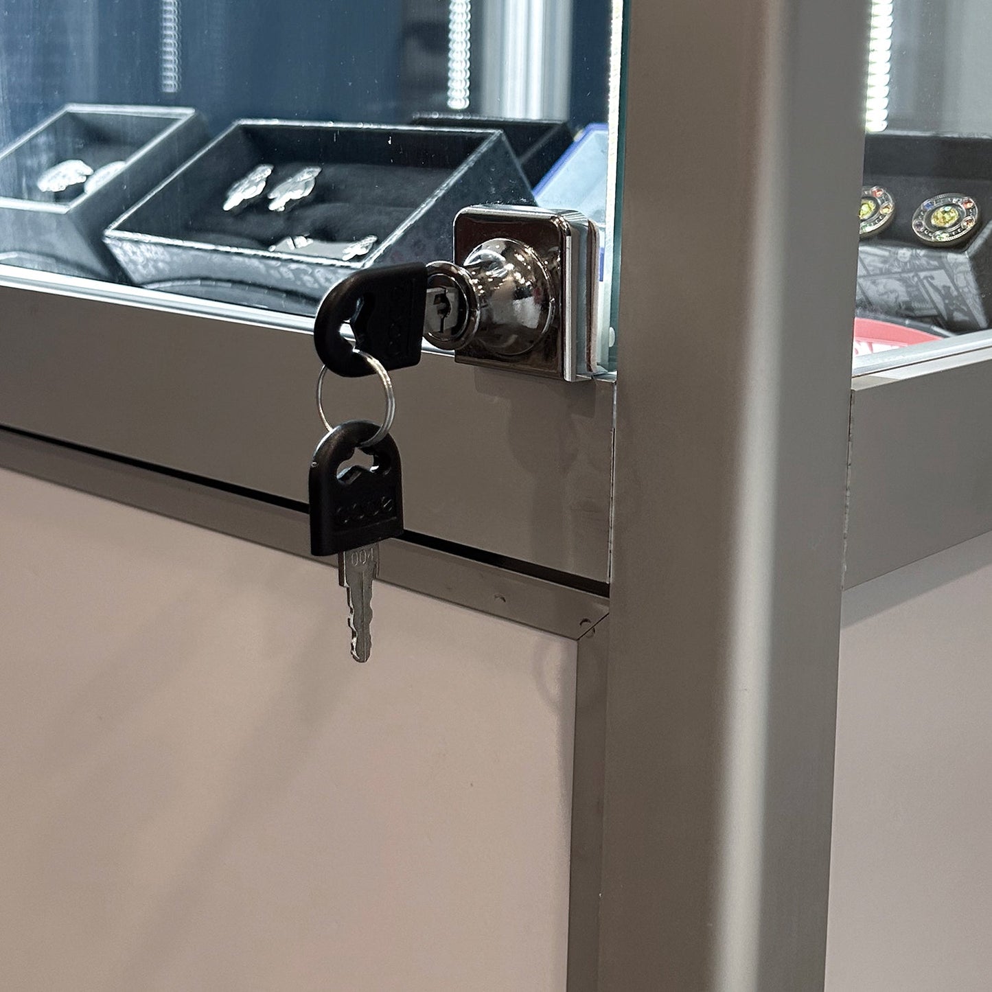 Retail Glass Display White Cabinet With Locking Storage - My Men's Shop